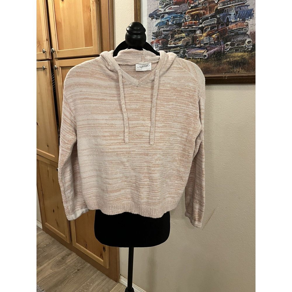 Soma Weekend Marshmallow Knit Hoodie Womens M/L Cropped Pink Size Tag Cut